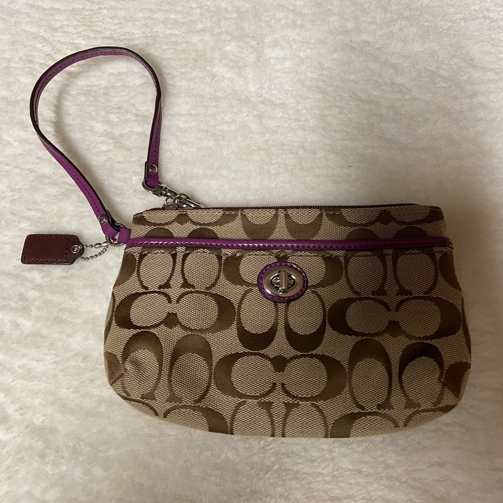 Coach Colour Block Signature Canvas Wristlet  NWOT